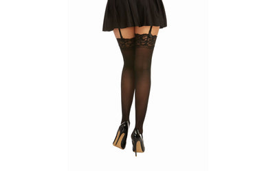 Dreamgirl Thigh High Sheer Lace Stockings Black -0002 O/S