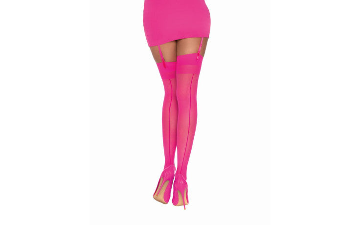 Dreamgirl Back Seam Sheer Thigh High Stockings Hot Pink 0007 O/S