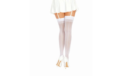 Dreamgirl Back Seam Sheer Thigh High Stockings White 0007 O/S