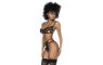 Black 3 Pc Set w/ Bra, Garter Belt and Thong