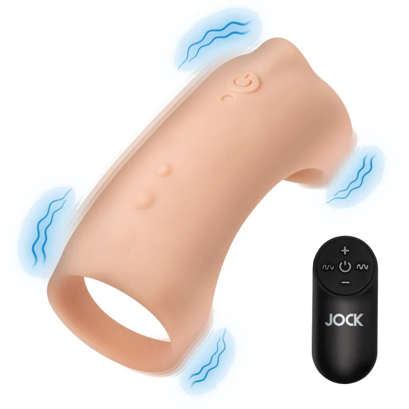 JOCK Vibrating Silicone Penis Sleeve w Remote Control - Light