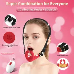 Wearable Oral Stimulation Vibrator Red 10-Speed with Remote Control