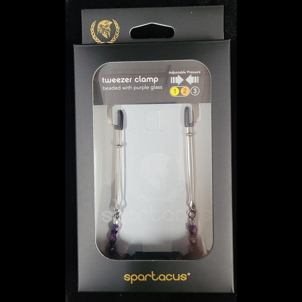 Adjustable Tweezer Clamp with Purple Beads
