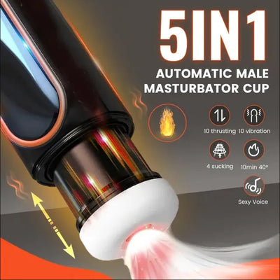 SirenDrive Pro Automatic Male Masturbator – 10-Speed Suction, Thrust & Vibration