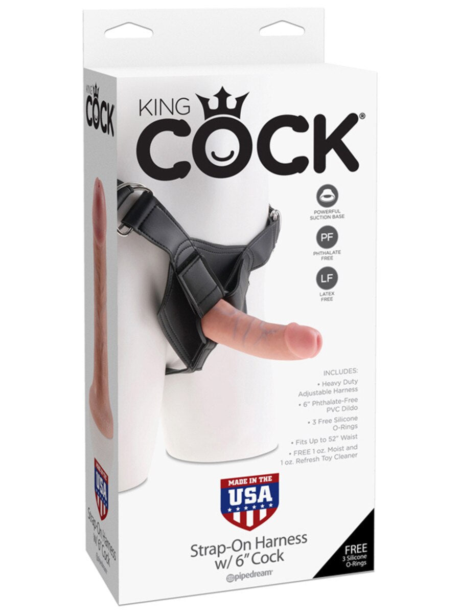 King Cock Strap-On Harness W/6 in. Cock Flesh