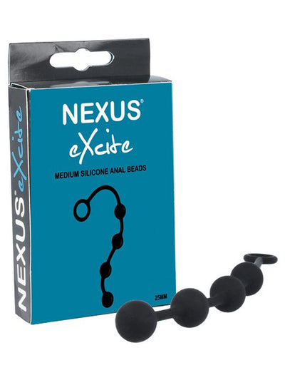 EXCITE Medium Silicone Anal Beads - Black