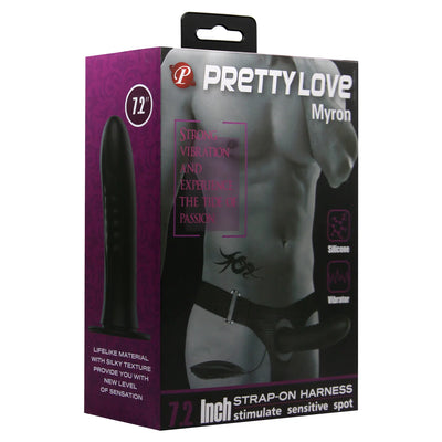Pretty Love Myron 7.2" Vibrating Hollow Strap On with Adjustable Harness