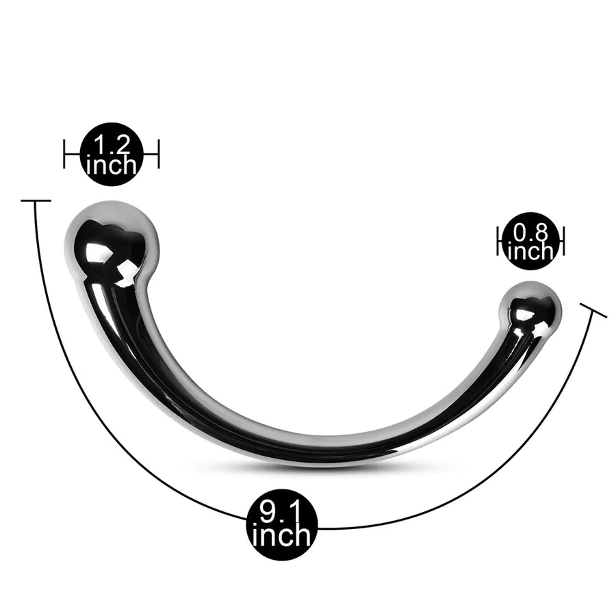 9.1" Stainless Steel G-Spot & Prostate Massager Wand - Double-Ended Metal Dildo