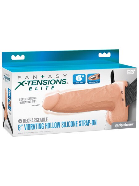 Fantasy X-Tensions Elite Vibrating Hollow Silicone Strap-On 6 inch Light