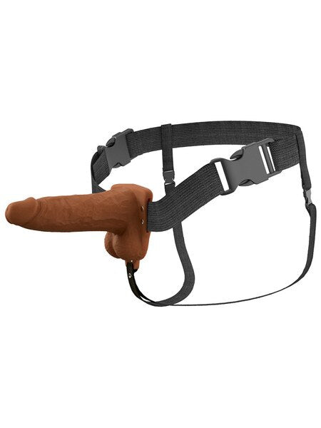 Fantasy X-Tensions Elite Vibrating Hollow Silicone Strap-On 6 inch Brown