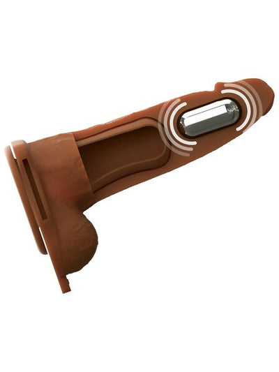 Fantasy X-Tensions Elite Vibrating Hollow Silicone Strap-On 6 inch Brown