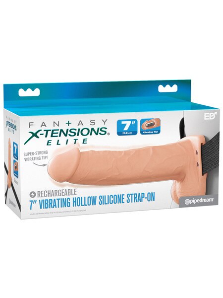 Fantasy X-Tensions Elite Vibrating Hollow Silicone Strap-On 7 inch Light