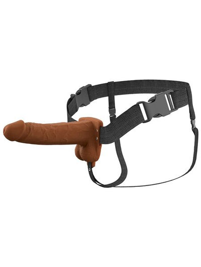 Fantasy X-Tensions Elite Vibrating Hollow Silicone Strap-On 7 inch Brown