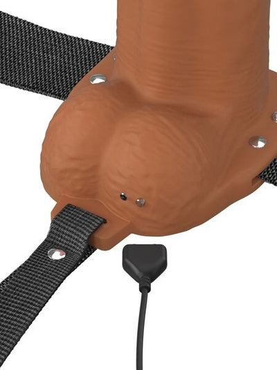 Fantasy X-Tensions Elite Vibrating Hollow Silicone Strap-On 7 inch Brown