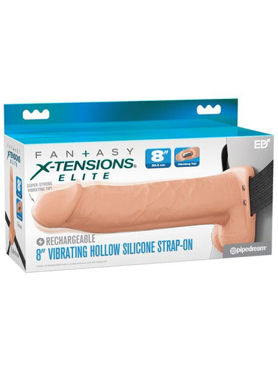 Fantasy X-Tensions Elite Vibrating Hollow Silicone Strap-On 8 inch Light