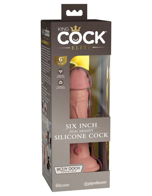 King Cock Elite Dual Density Dildo - 6 Inch Flesh