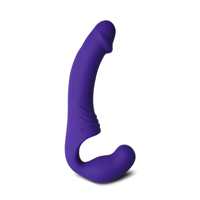 Strapless Strap-On Double Vibrator Purple 10-Speed Rechargeable