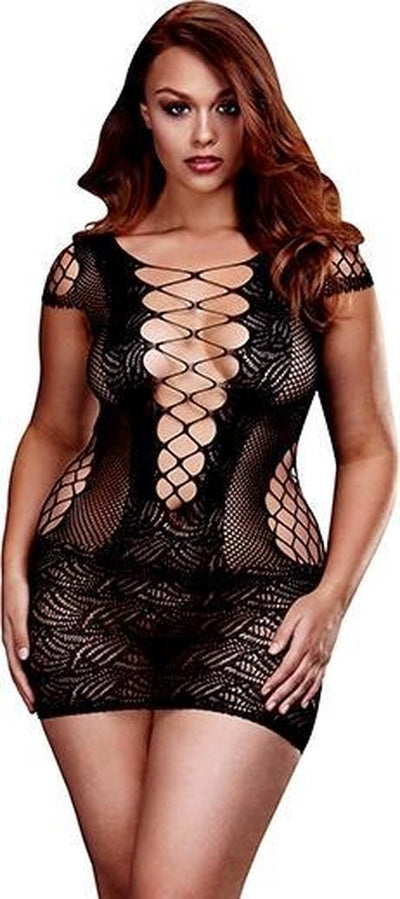 Corset Front Lace Mini Dress Queen Size