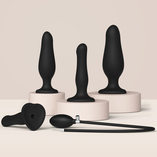 Strap-On-Me Hybrid Inflatable Dildo & Butt Plug - Dual Function Black