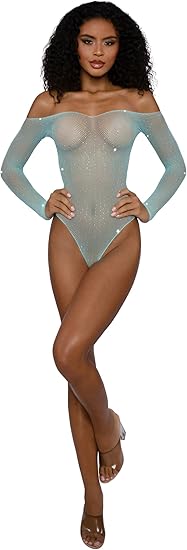 Dreamgirl Rhinestone Off Shoulder Bodystocking