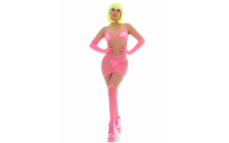 Pink Mesh Bling Ring Festival Set incl. Pasties