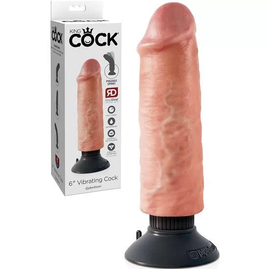 Pipedream King Cock 6 inch Vibrating Dildo with Posable Spine and Suction Cup