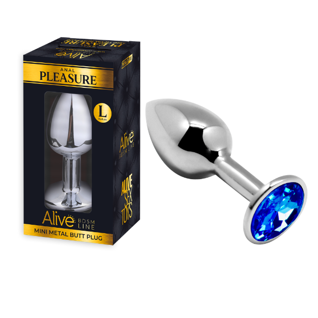 METAL BUTT PLUG ANAL PLEASURE BLUE Large