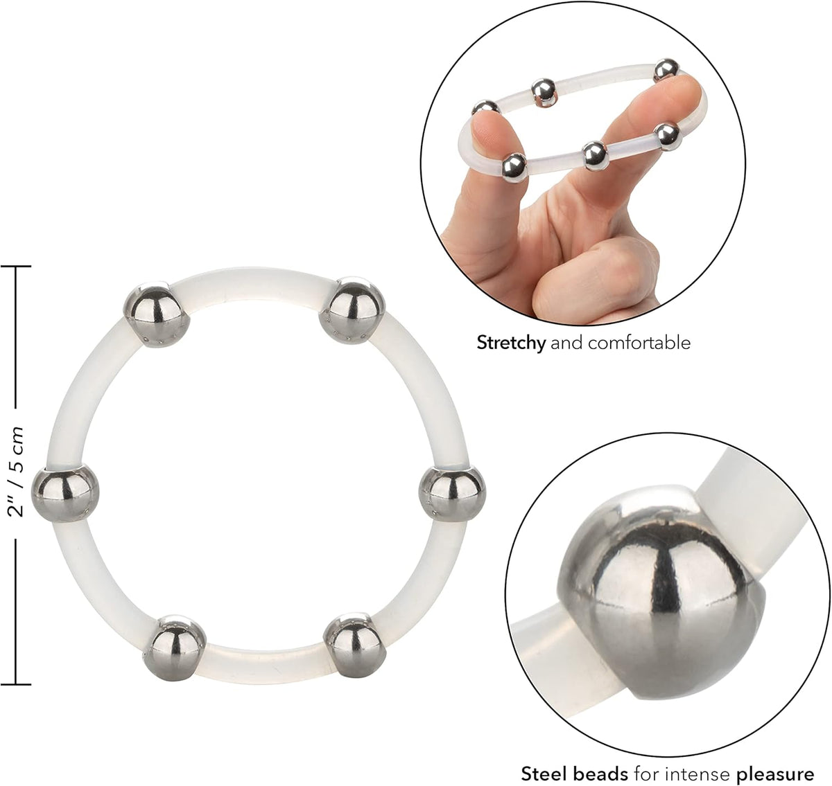 CalExotics Steel Beaded Silicone Cock Ring – X-Large