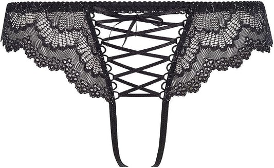 Brazilian Open Crotch Panty V-7755 Black MEDIUM
