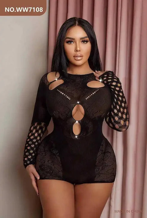 JCW 7108 Long Sleeve Mini Dress – Black