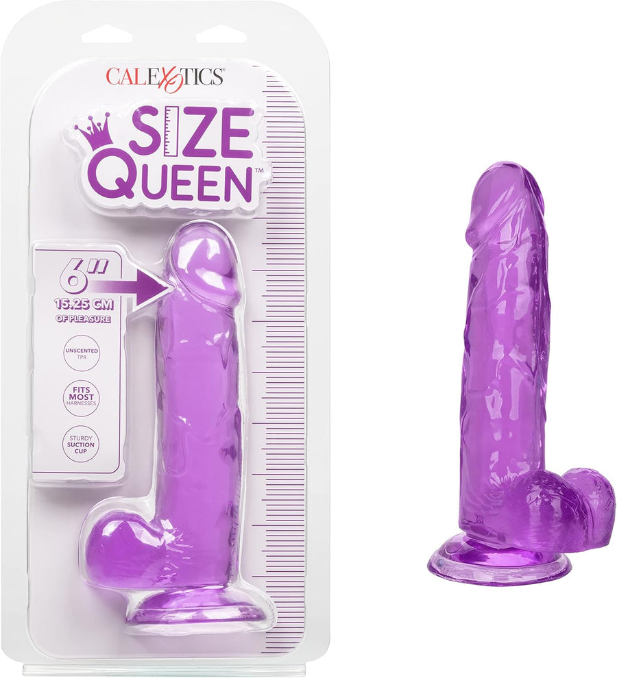 Calexotics SIZE QUEEN Flexible Dildo with Suction Cup 6 inch purple