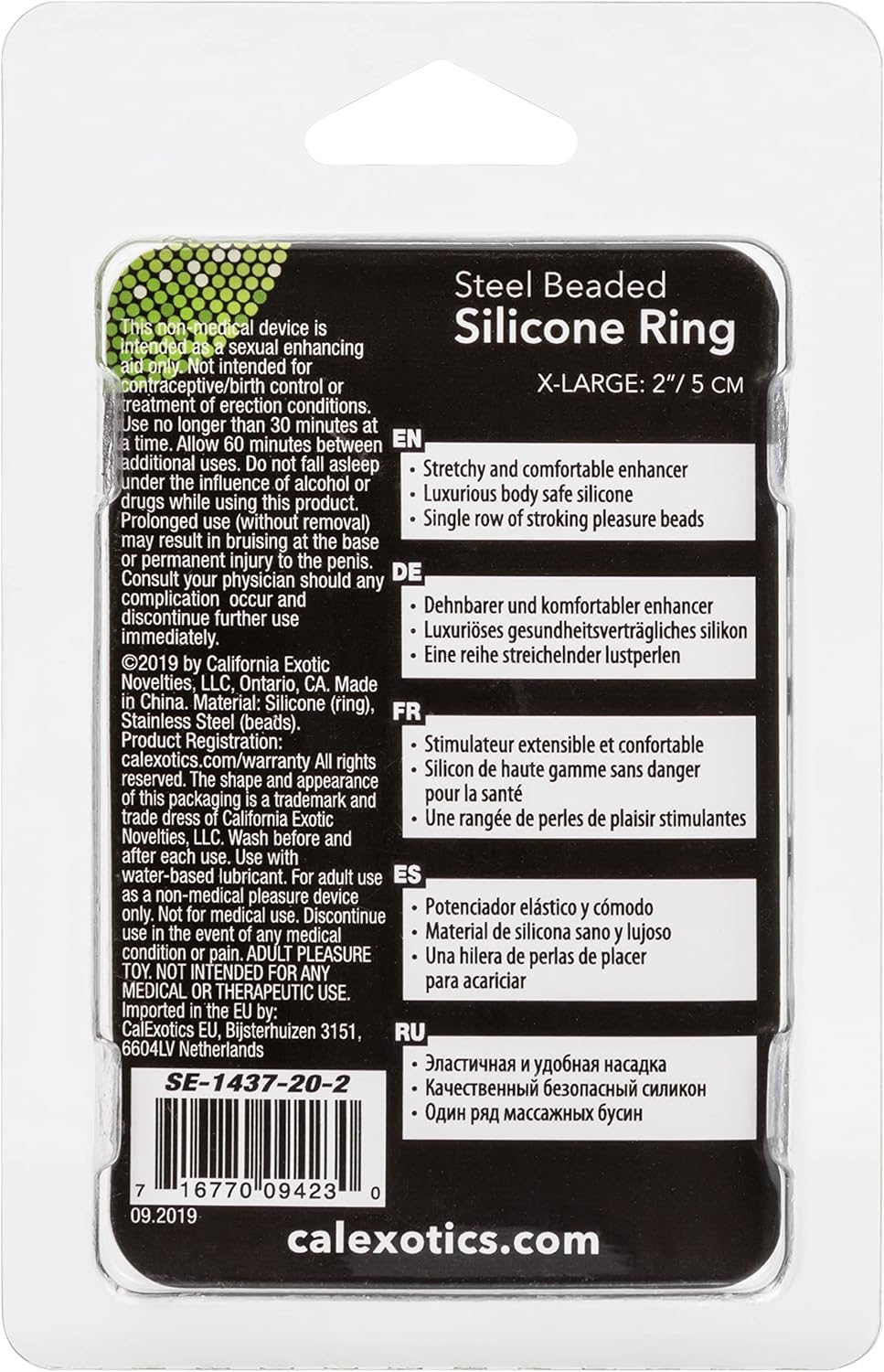 Caleexotics steel beaded silicone ring X- Large