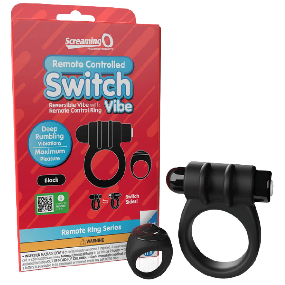 Screaming O Remote Controlled Switch Vibrating Ring - Black