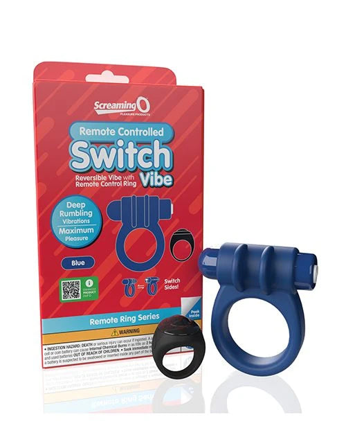 Screaming O Remote Controlled Switch Vibrating Ring - Blue