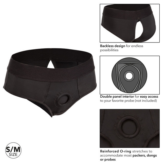 Boundless BACKLESS BRIEF S/M STRAP ON HARNESS Black