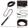 Boundless COLLAR WITH LEASH Black Vegan Leather Collar with Heavy Duty Chain