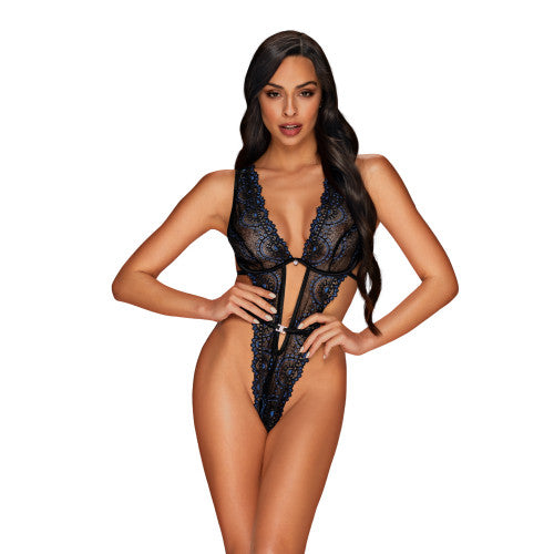 Obsessive Belisis Lace Teddy – Black | Size S/M