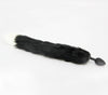 Love in Leather Deluxe Silicone Small Black Butt Plug with Black and White Faux Fur Fox Tail