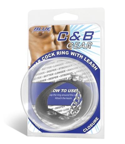 Blue Line Snap Cock Ring With Leash
