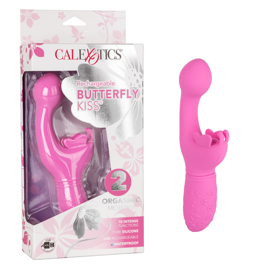 CalExotics BUTTERFLY KISS Rechargeable G Spot Vibrator with Clitoral Fluttering Wings 