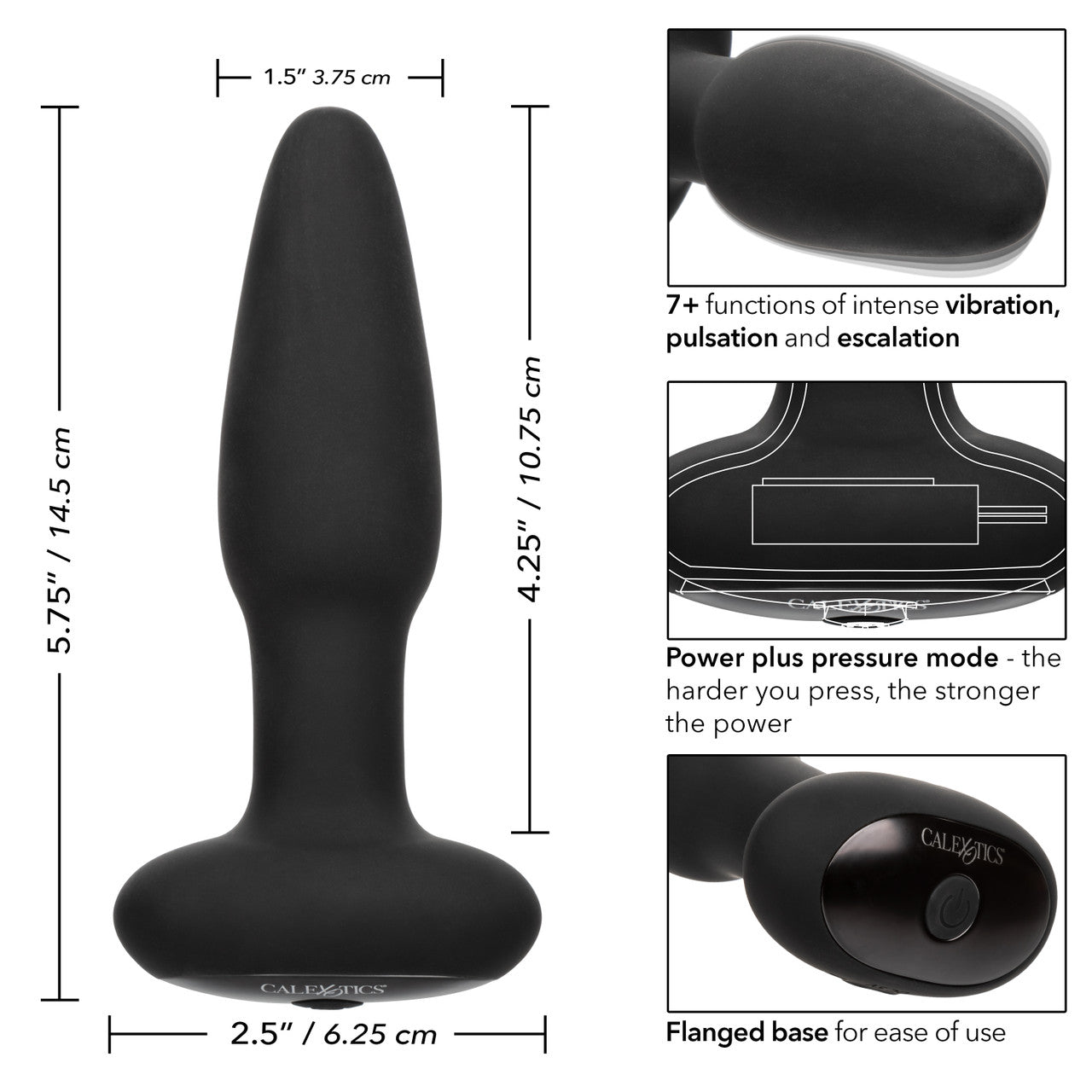 Bionic PRESSURE RIMMING PROBE Rechargable Vibrating Butt Plug with Power Plus Pressure Mode