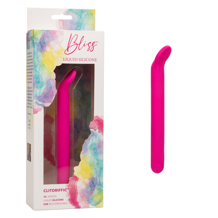 Bliss Liquid Silicone CLITORIFFIC Pink Flexible and Flat Tip Vibrator 