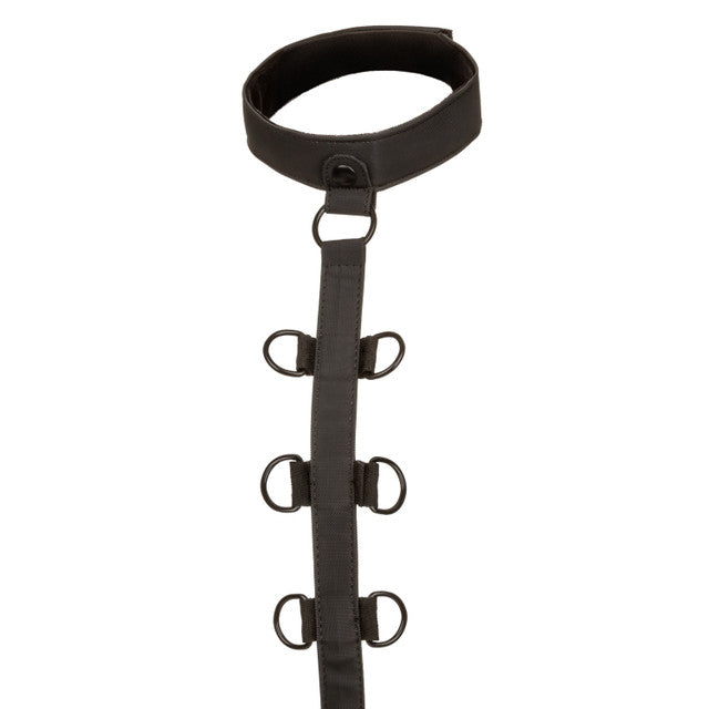 Boundless COLLAR BODY RESTRAINT Black Vegan Leather Restraint with Removable Wrist Handcuffs