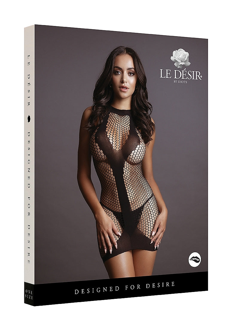 Le Desir Bliss Lingerie NET CONTRAST MINI DRESS WITH OPAQUE V SHAPE