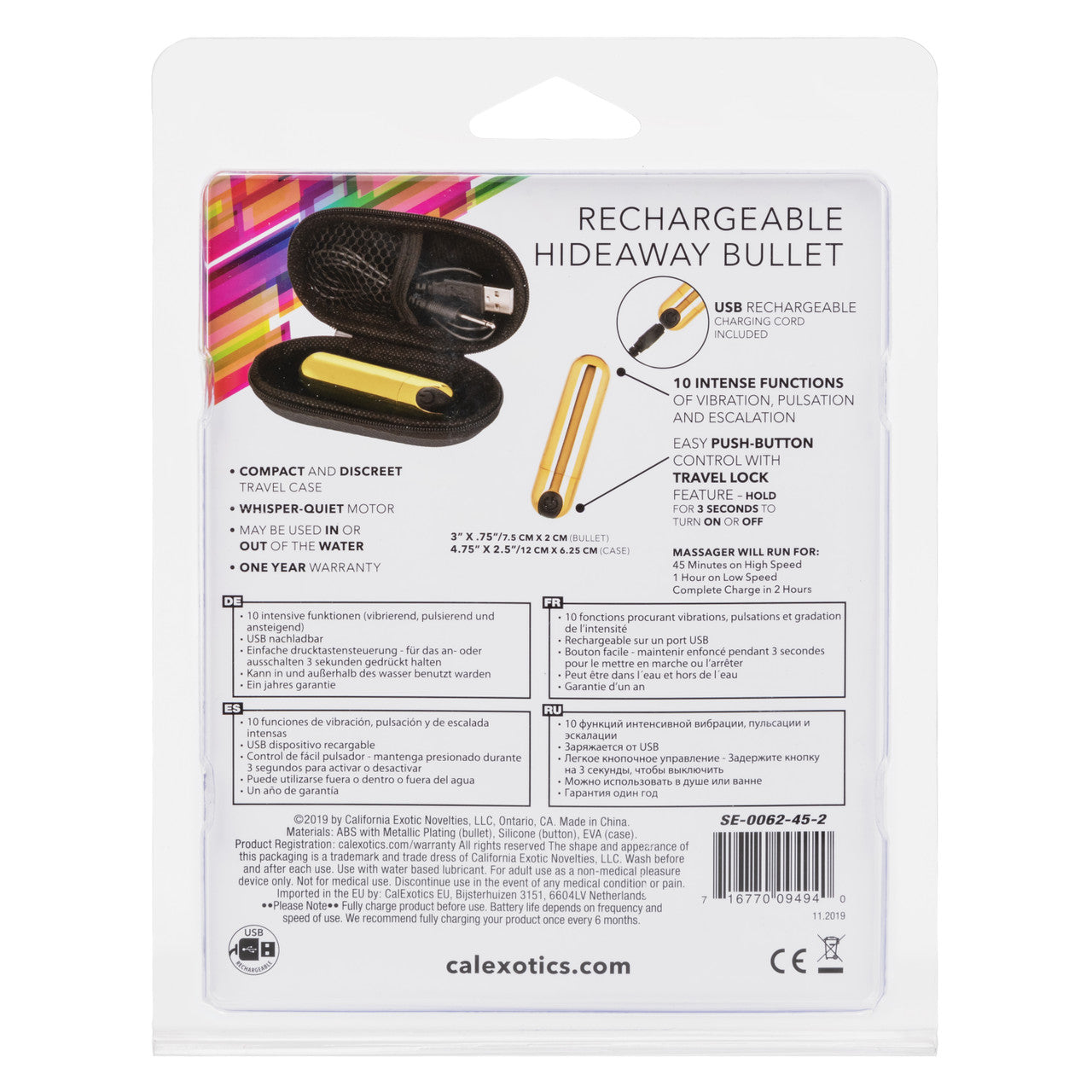 CalExotics Rechargeable Hideaway Mini Bullet Vibrator Black and Gold