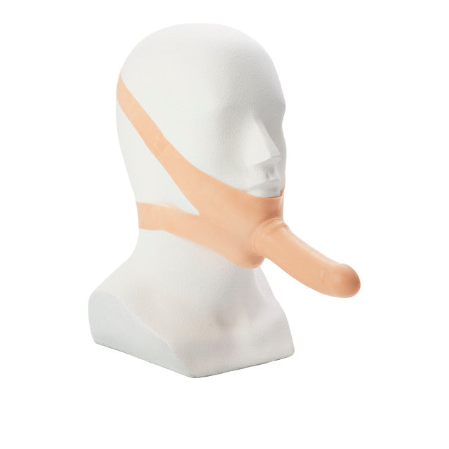 CaleXOtics ACCOMMODATOR LATEX DONG Flesh Oral Sex Dildo Stimulator with Heads Straps