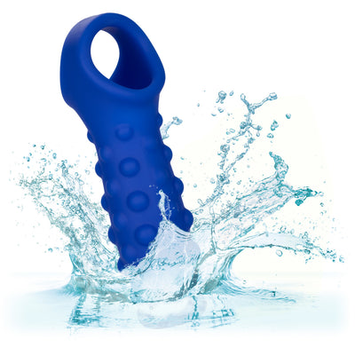 CaleXOtics ADMIRAL LIQUID SILICONE BEADED EXTENSION Blue Open Head Penis Extender