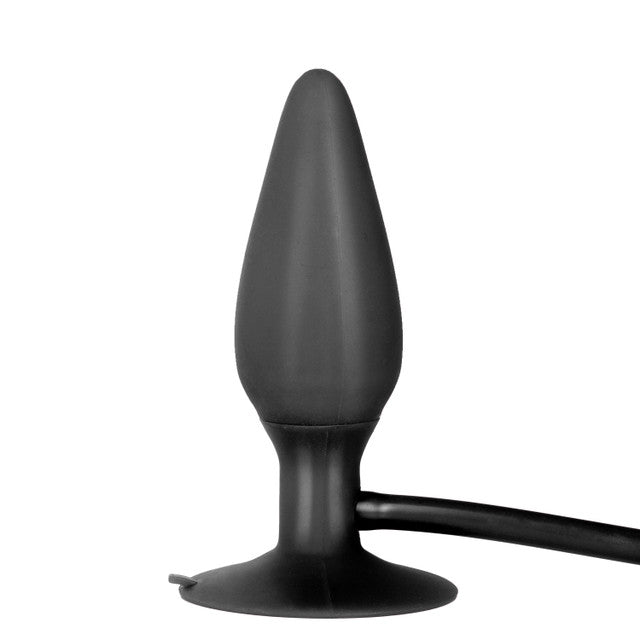 CaleXOtics BOOTY CALL BOOTY PUMPER Medium Black Inflatable Silicone Butt Plug with Suction Cup