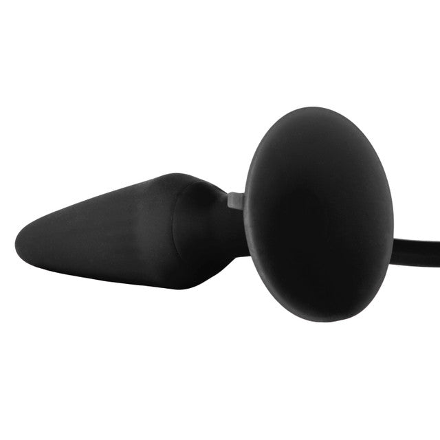 CaleXOtics BOOTY CALL BOOTY PUMPER Medium Black Inflatable Silicone Butt Plug with Suction Cup