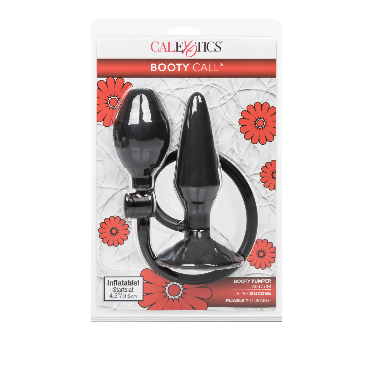 CaleXOtics BOOTY CALL BOOTY PUMPER Medium Black Inflatable Silicone Butt Plug with Suction Cup